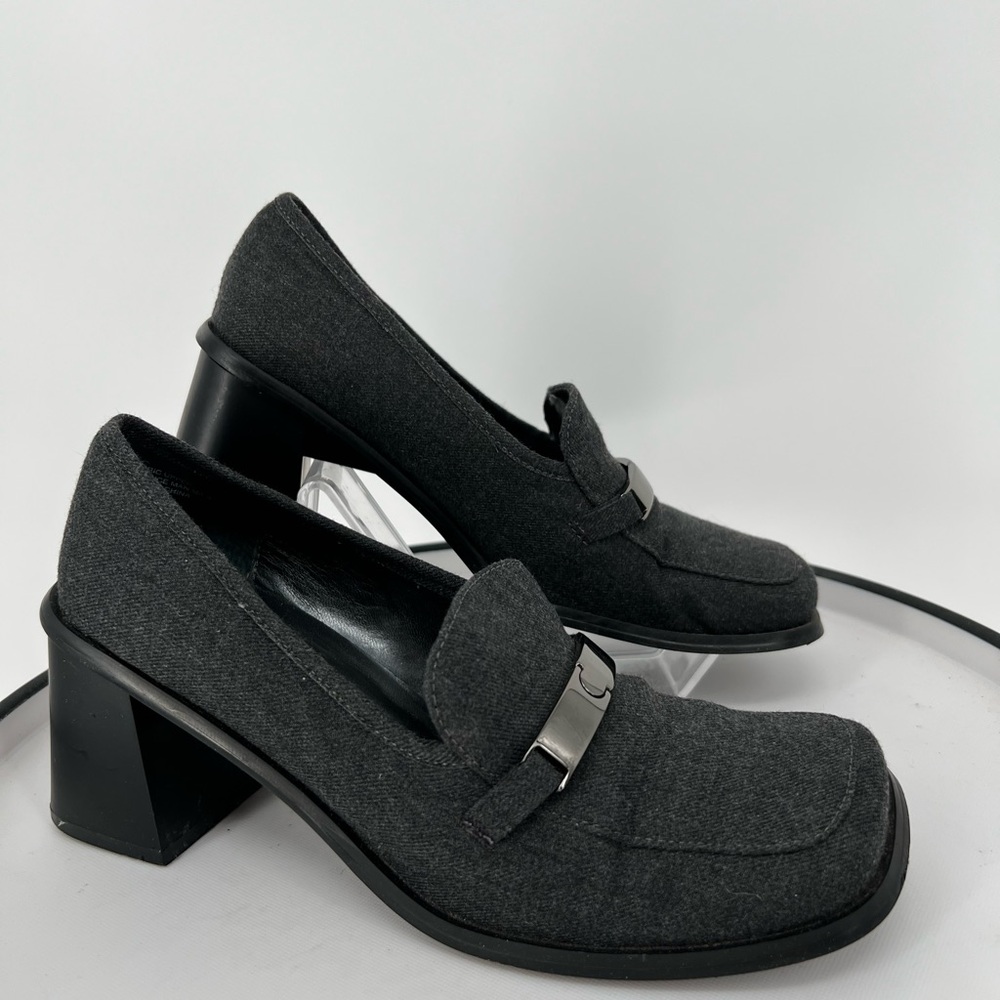 G. H. BASS CHUNKY HEEL‎ FABRIC LOAFERS WITH PADDED INSOLE SLIP-ONS